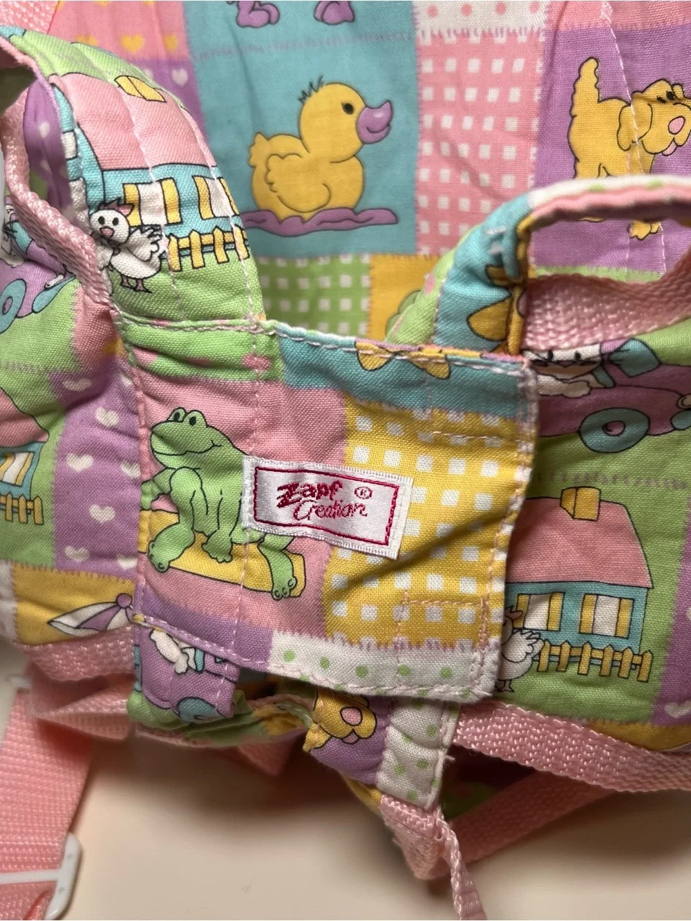 Rare ZAPF creations Baby Doll Babywearing carrier vintage 1990s patchwork